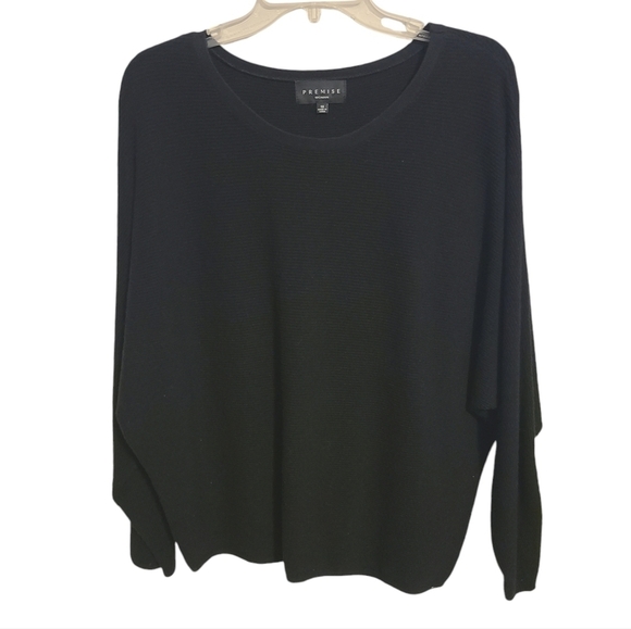 Premise Woman | Women's Black Ribbed Off the Shoulder Sweater (Size 1X) - Picture 1 of 11